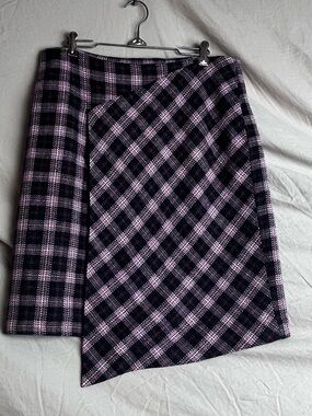 Willi Smith plaid tartan wool blend skirt size 14